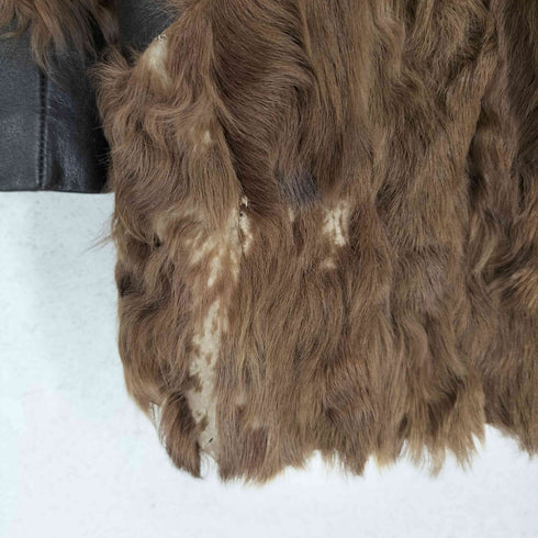 real fur jacket リアルファージャケット パイピングレザー バックベルト レディース