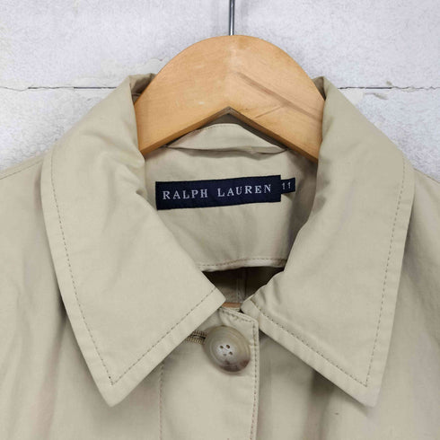 ラルフローレン RALPH LAUREN 比翼ボタン ステンカラー ナイロン トレンチコート レディース JPN:11号