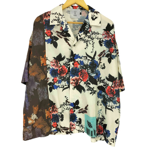ケーエムケージャパンブランド KMK JAPAN BRAND 花柄 ドッキング 開襟 オープンカラー S/S シャツ メンズ JPN:L
