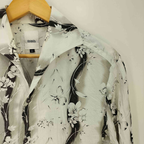 growth in the attic 花柄 ラインストーンボタン 開襟 オープンカラー L/S シャツ メンズ LL