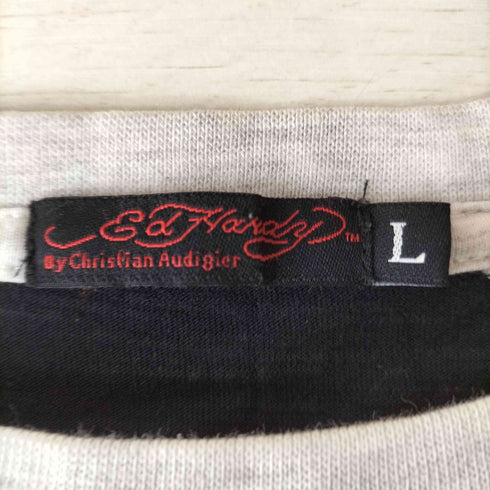 エドハーディー Ed Hardy 袖ロゴ ポケット ラグラン Tシャツ メンズ JPN:L