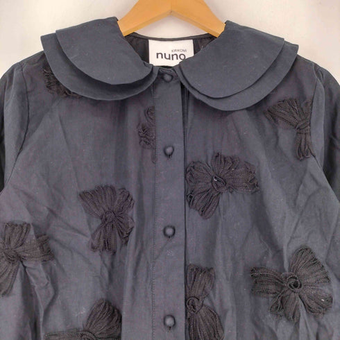 KIRIKOMI nuno PR0_N5034_i shirt フラワーモチーフレース刺繍 丸襟 シャツ レディース FREE