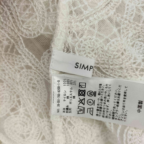 シンプリシテェ SIMPLICITE 26ss 手洗い可 / レースチュニック レディース FREE