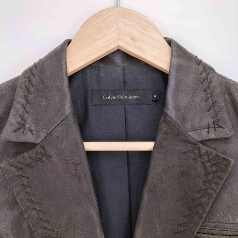 カルバンクラインジーンズ Calvin Klein Jeans 豚革 ピッグレザー 1B テーラードジャケット レディース import:M