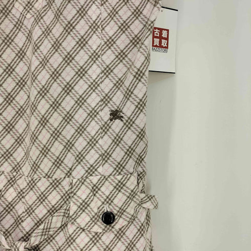 バーバリーブルーレーベル BURBERRY BLUE LABEL ノバチェック エクエストリアン ナイト刺繍 ウエストリボン ショーツ サロペット レディース JPN:36