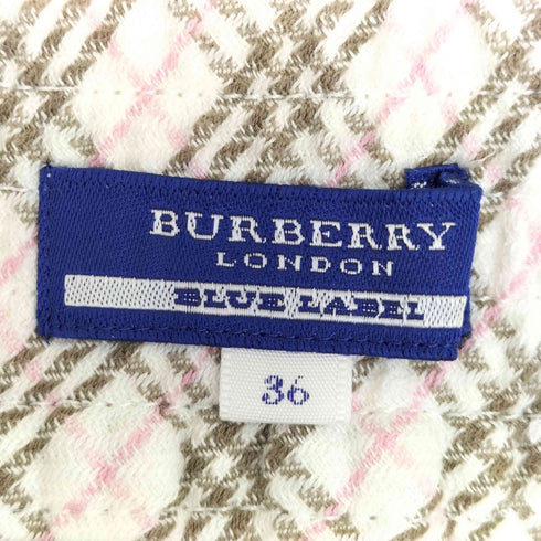 バーバリーブルーレーベル BURBERRY BLUE LABEL ノバチェック エクエストリアン ナイト刺繍 ウエストリボン ショーツ サロペット レディース JPN:36