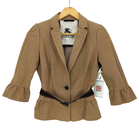 バーバリーブルーレーベル BURBERRY BLUE LABEL スリーブ 裾フリル ウエストベルト付き 七分袖 テーラードジャケット レディース EUR:38