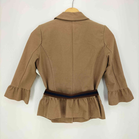 バーバリーブルーレーベル BURBERRY BLUE LABEL スリーブ 裾フリル ウエストベルト付き 七分袖 テーラードジャケット レディース EUR:38