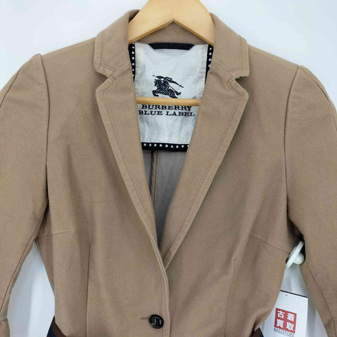 バーバリーブルーレーベル BURBERRY BLUE LABEL スリーブ 裾フリル ウエストベルト付き 七分袖 テーラードジャケット レディース EUR:38