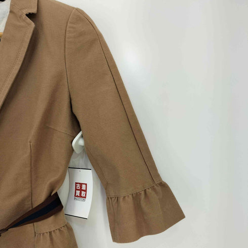 バーバリーブルーレーベル BURBERRY BLUE LABEL スリーブ 裾フリル ウエストベルト付き 七分袖 テーラードジャケット レディース EUR:38