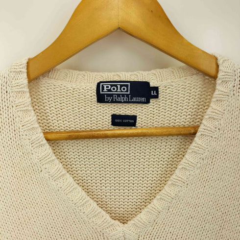 ポロバイラルフローレン Polo by RALPH LAUREN 90S ポニー 刺繍 Vネック コットン ニット メンズ import:XL