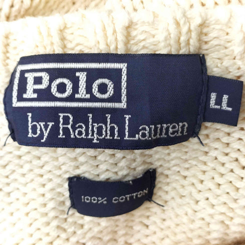 ポロバイラルフローレン Polo by RALPH LAUREN 90S ポニー 刺繍 Vネック コットン ニット メンズ import:XL