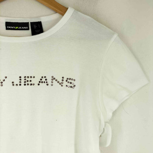 ダナキャランニューヨークジーンズ DKNY JEANS ラインストーンロゴ S/S Tシャツ レディース JPN:L