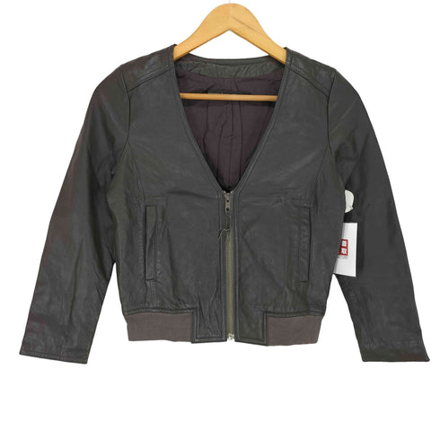 スピックアンドスパン Spick and Span lamb leather ラムレザーノーカラージャケット レディース 36