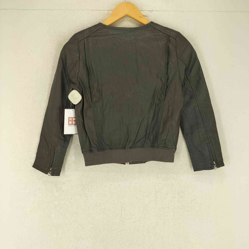 スピックアンドスパン Spick and Span lamb leather ラムレザーノーカラージャケット レディース 36