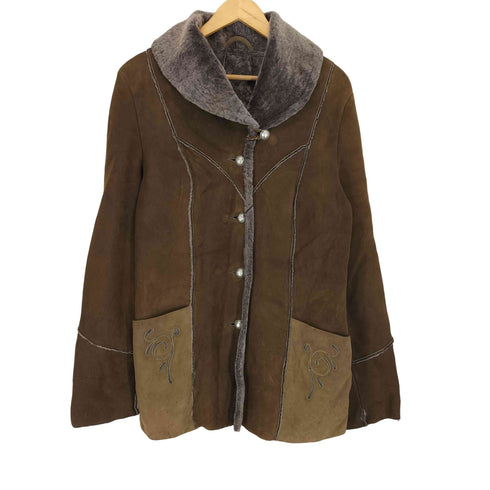 MEINDL lam leather ECHTES LEDER Lammfell 刺繍デザインムートンコート レディース 40