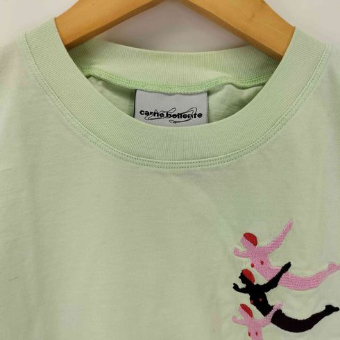 カルネボレンテ Carne Bollente クロップド丈 フロント刺繍 クルーネックTシャツ レディース import:M