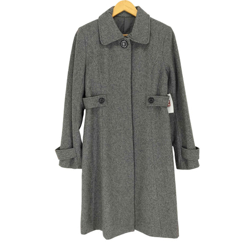 CASHMERE&WOOL カシミヤ混 比翼ボタン ステンカラーコート レディース 11AR