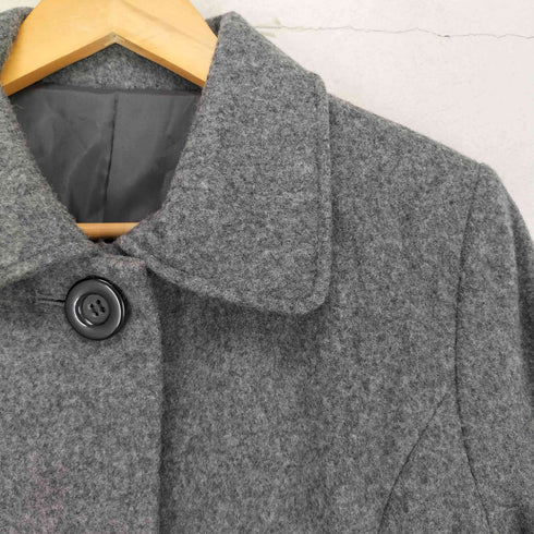CASHMERE&WOOL カシミヤ混 比翼ボタン ステンカラーコート レディース 11AR