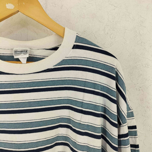 SOSTANZA 80S 袖裾シングル ボーダークルーネックTシャツ メンズ