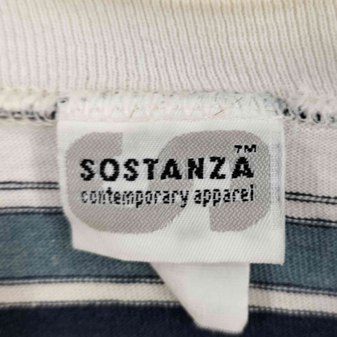 SOSTANZA 80S 袖裾シングル ボーダークルーネックTシャツ メンズ