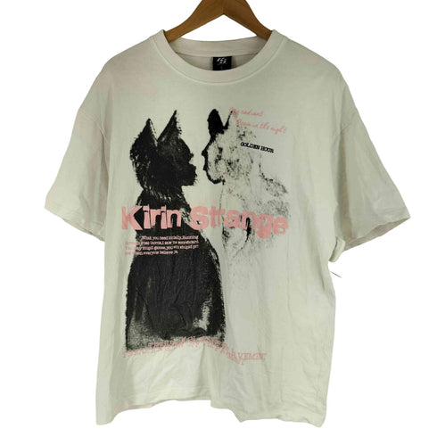 KIRIN-STRANGE 猫プリントデザイン 英字プリント S/S Tシャツ レディース import:XL