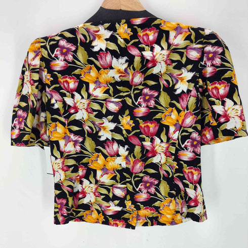イヴサンローラン Yves Saint Laurent フラワープリント ノーカラージャケット スカートセットアップ レディース M