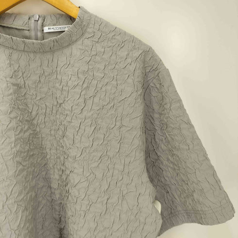 ビューティーアンドユースユナイテッドアローズ BEAUTY & YOUTH UNITED ARROWS 25SS ジャガード クルーネック 6分袖 プルオーバー レディース