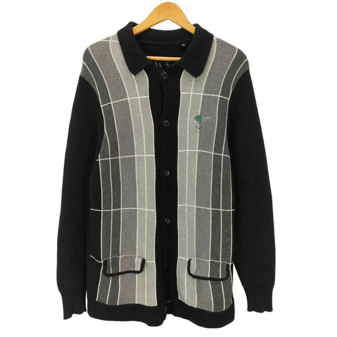 Come To My Church OG Knit Cardigan ロゴ刺繍 パネル チェック 襟付き ポロ ニット カーディガン メンズ import:M