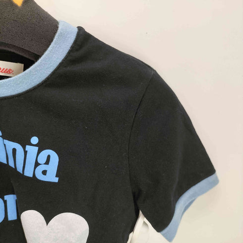 Animus. ショート丈 プリント リンガーTシャツ レディース