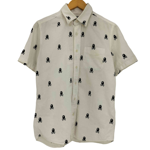 アベイシングエイプ A BATHING APE クロスボーン ロゴ 総柄 シングルポケット 半袖 シャツ メンズ JPN:S