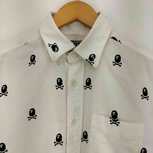 アベイシングエイプ A BATHING APE クロスボーン ロゴ 総柄 シングルポケット 半袖 シャツ メンズ JPN:S