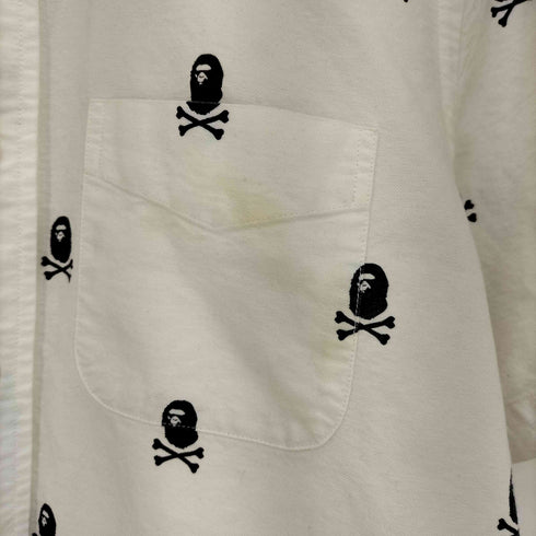 アベイシングエイプ A BATHING APE クロスボーン ロゴ 総柄 シングルポケット 半袖 シャツ メンズ JPN:S