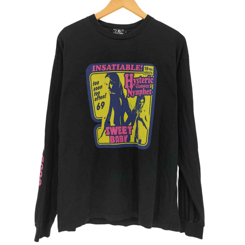 ヒステリックグラマー HYSTERIC GLAMOUR INSATIABLE ヒスガールプリント クルーネック ロングスリーブTシャツ メンズ JPN:L