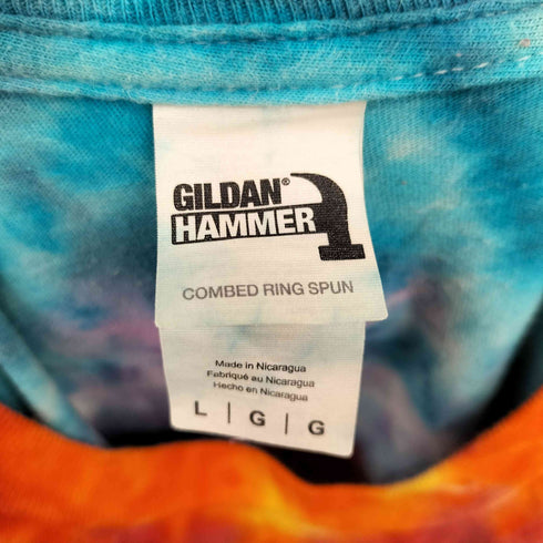 ギルダン GILDAN 企業ロゴ タイダイ染 総柄 S/S Tシャツ メンズ import:L