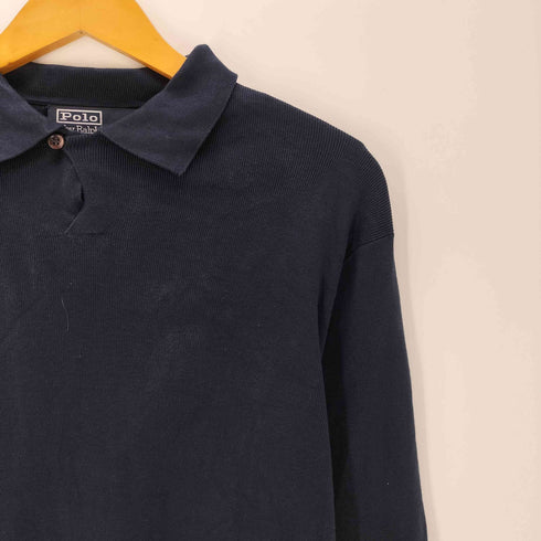 ポロバイラルフローレン Polo by RALPH LAUREN 90s スキッパー シャツ 長袖 ポロ シャツ シルクコットン ポニー無し メンズ import:M