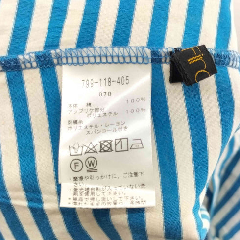 Firosa スパンコール 刺繍 フロントデザイン ボーダー S/S Tシャツ レディース