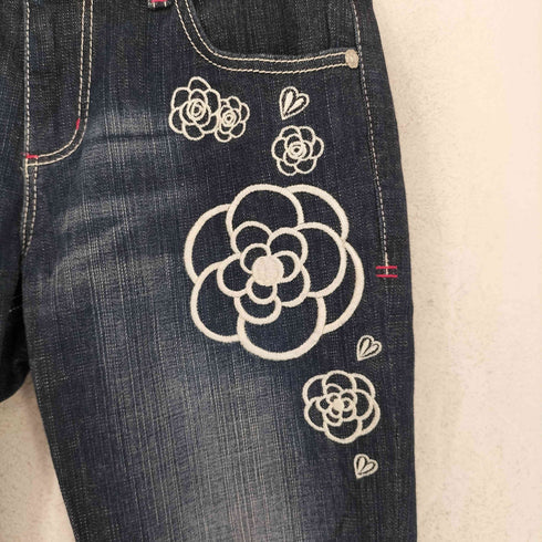 アンドラブマサミサトミ &love MASAMI SATOMI カメリア刺繍 ウエストサイドゴム クロップドデニムパンツ Y2K レディース 64-91