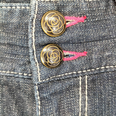 アンドラブマサミサトミ &love MASAMI SATOMI カメリア刺繍 ウエストサイドゴム クロップドデニムパンツ Y2K レディース 64-91