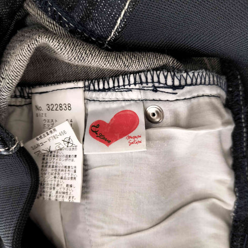 アンドラブマサミサトミ &love MASAMI SATOMI カメリア刺繍 ウエストサイドゴム クロップドデニムパンツ Y2K レディース 64-91