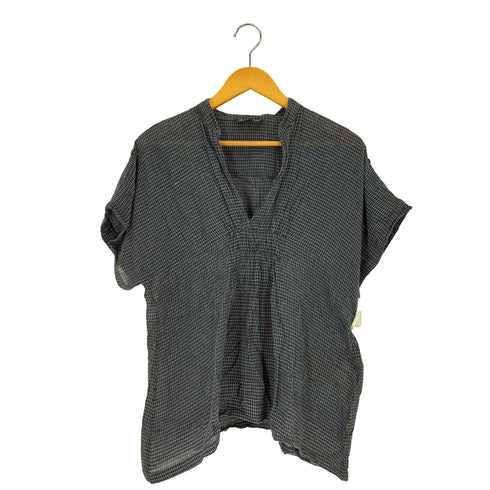 イザベルマランエトワール ISABEL MARANT ETOILE N°1501 スリットネック ギャザー チェック 半袖 ブラウス レディース JPN:2