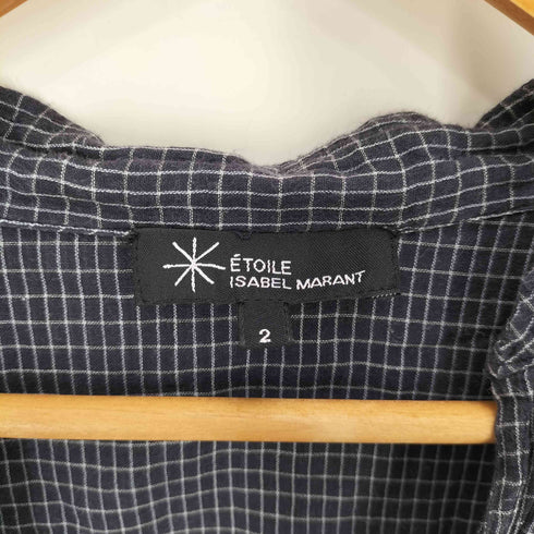 イザベルマランエトワール ISABEL MARANT ETOILE N°1501 スリットネック ギャザー チェック 半袖 ブラウス レディース JPN:2