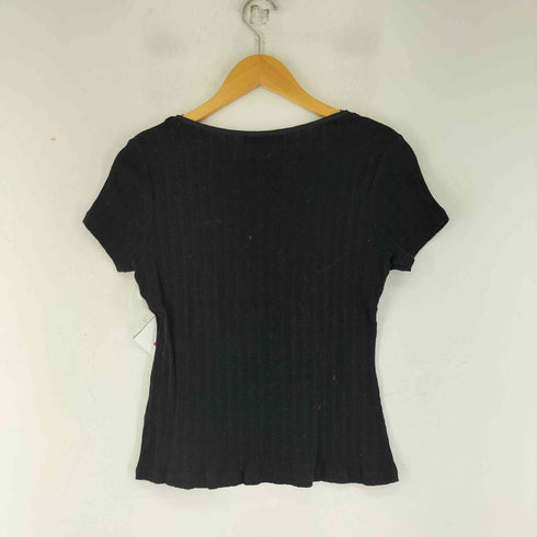 ポールスチュアート Paul Stuart レース装飾 リブ ヘンリーネック Tシャツ レディース US:10