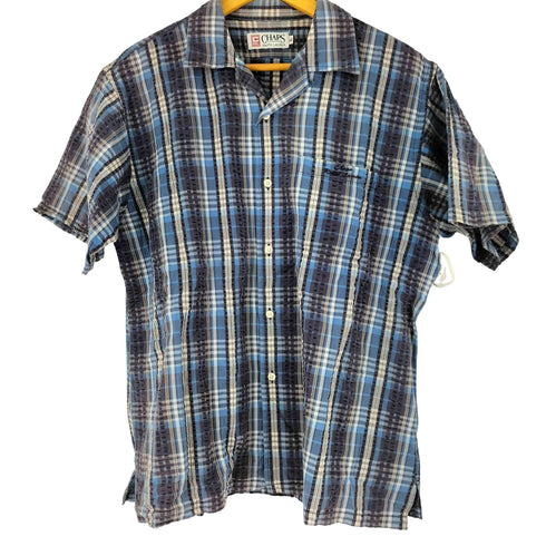 チャップスラルフローレン CHAPS RALPH LAUREN 刺繍ロゴ チェック柄 オープンカラーシャツ メンズ import:L