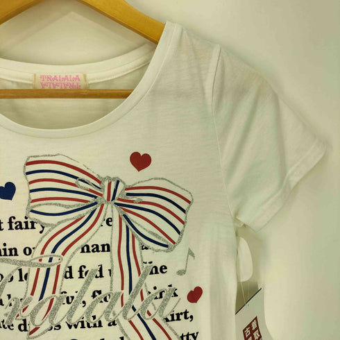 TRALALA リボン ハート ラメプリント Tシャツ y2k レディース FREE