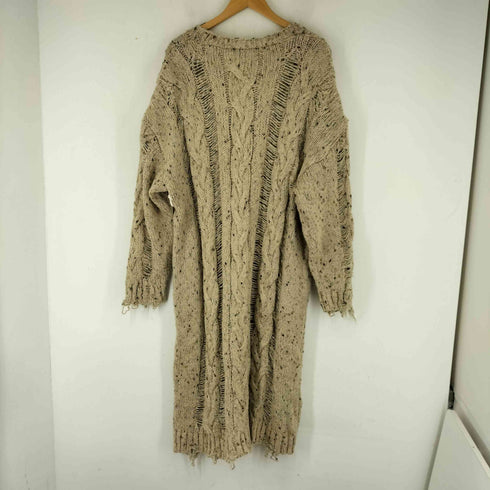 ザラ ZARA CAMEL V-NECK CABLE KNIT COAT LONG CARDIGAN レディース JPN:L