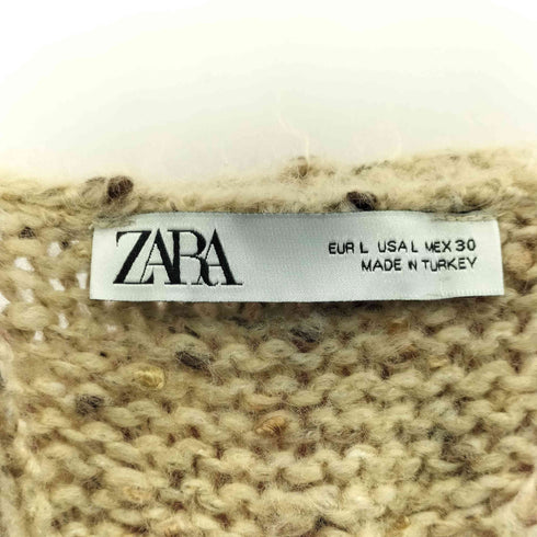 ザラ ZARA CAMEL V-NECK CABLE KNIT COAT LONG CARDIGAN レディース JPN:L
