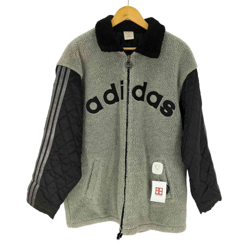 アディダス adidas デサント製 袖キルティング切替 フリースジャケット メンズ M-L