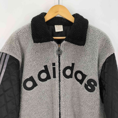 アディダス adidas デサント製 袖キルティング切替 フリースジャケット メンズ M-L