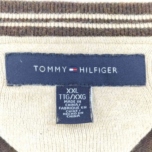 トミーヒルフィガー TOMMY HILFIGER 00s Vネックコットンニット メンズ import:XXL